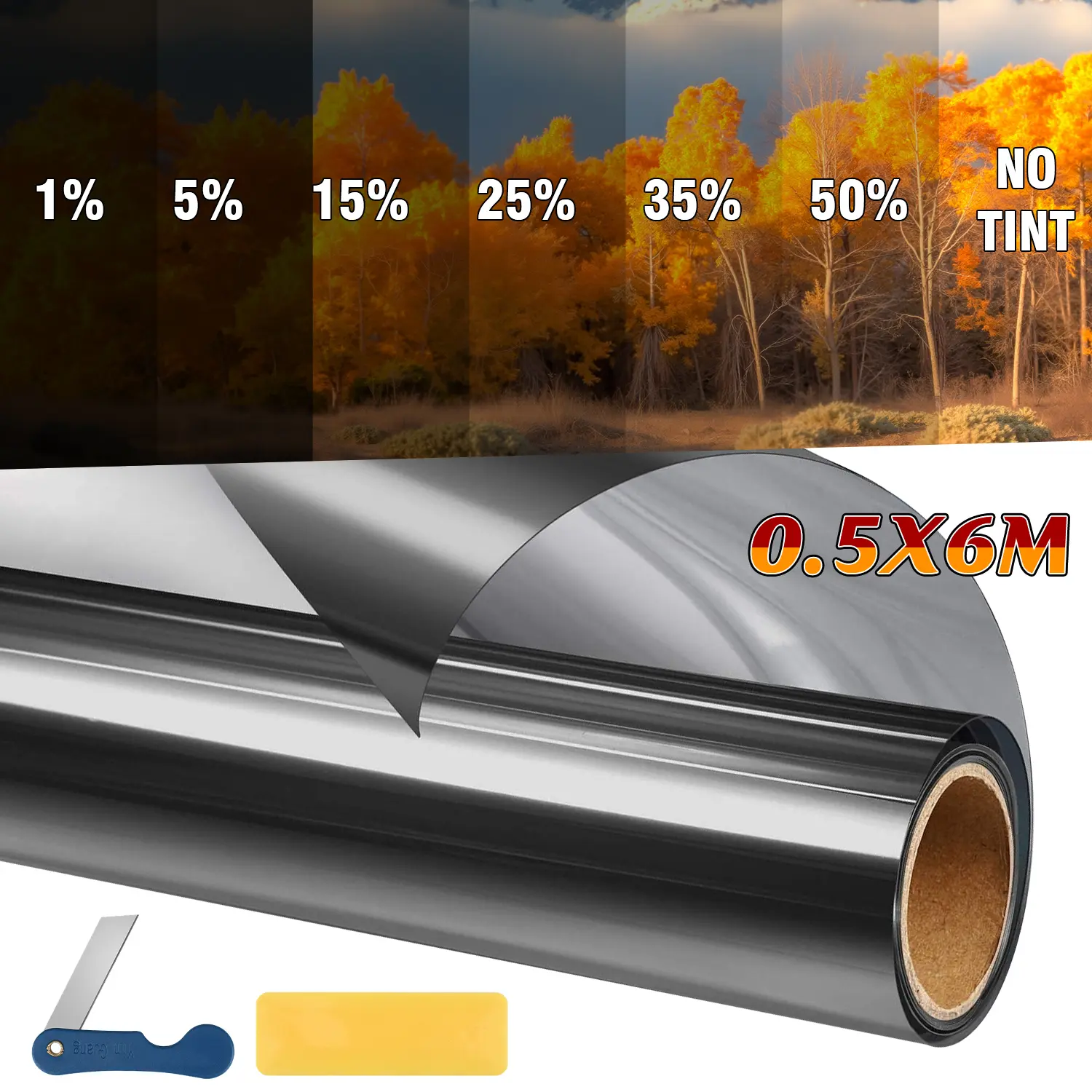 600CM Uncut Roll Car Window Tint Film 5% 15% 25% VLT, UV Blocking, Heat Control, Privacy Protection, Auto Sun Shade Film  for Cars SUV Trucks