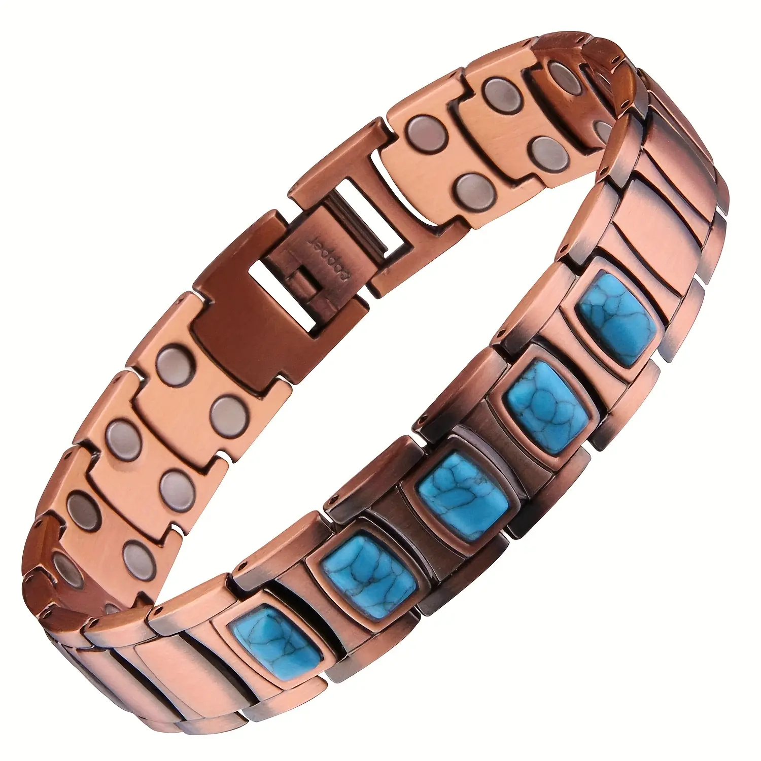 1pc Turquoise Magnetic Bracelets for Men, Copper Bracelets for Men, ,Men's Bracelets for Jewelry Gift with Adjustable Sizing Tool