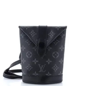 Pre-owned Louis Vuitton Canvas Coated, Leather Shoulder Bags Envelope Pouch Monogram Eclipse Canvas by Rebag