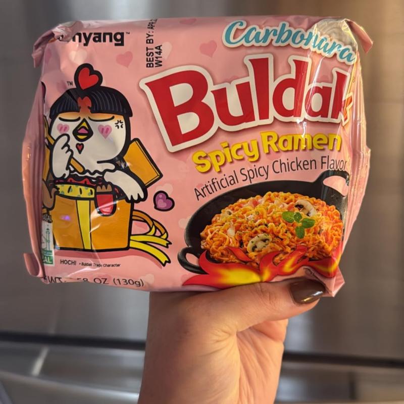 Samyang Buldak Spicy Ramen, Hot Chicken Ramen, Korean Stir-Fried Instant Noodle, Carbonara, 1 Bag with 5 Pack