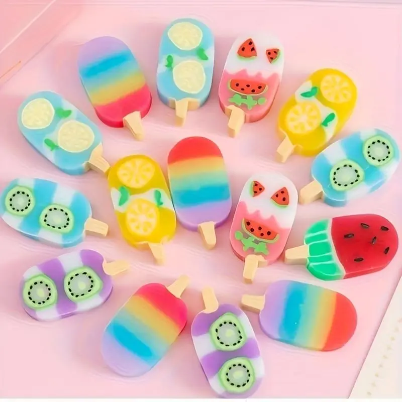 Fruit Shaped Eraser, 4 Counts Cute Ice Cream Stick Eraser, Creative Eraser for Students, School Supplies, Office Stationery & Supplies