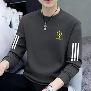 Men's Sweatshirt Spring Autumn Round Neck Loose Thickened Hoodless Pullover Top Youth Long Sleeve Men's Jacket Versatile