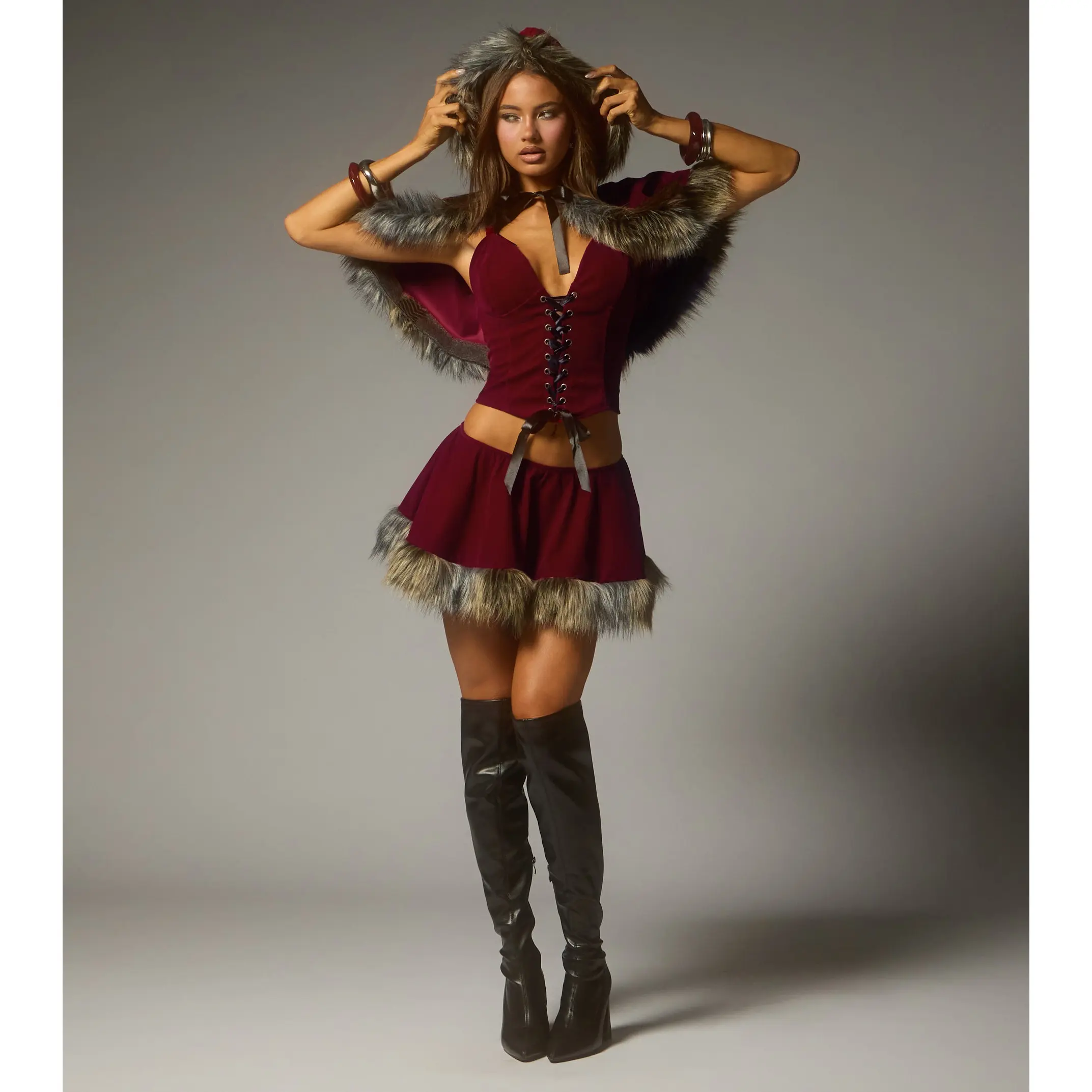 Little Red Lace-Up Corset Top