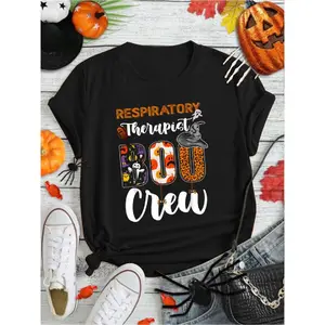100% Cotton Respiratory Therapist Boo Crew Ghost Therapy Halloween Match T-Shirt Print Round Neck Short Sleeve Streetwear Fashion Breathable Homme Soft Unisex Designer Clothes For Women Casual Clothes