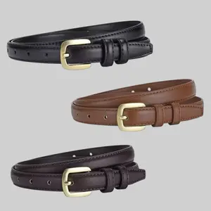 3 Pack Women Casual Belts For Jeans Dresses Pants Ladies PU Leather Waist Belt with Gold Buckle