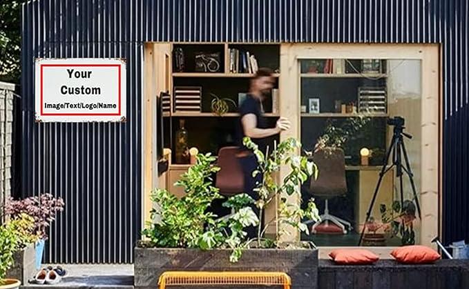 Custom 8x12 Inch Tin Signs Design with Your Own Image/Logo/Text Metal Sign Vintage Style for Wall Outdoor Road Signs Decor Indoor Gift Business Yard Vertical/Horizontal