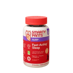 SmartyPants Adult Fast-Acting Sleep‡ Support Supplement with Melatonin, Magnesium, and L-theanine, 60 Gummies