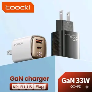 Toocki 33W PD 3.0 High Speed Gan Digital Display Phone Charger Black color