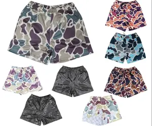 EE Camo Collection Full Logo Unisex Mesh Shorts, Black Green Pink Retro, Summer Beach Shorts, Lightweight Athletic Gym Shorts, Quick Dry Summer Sports Shorts, Casual Workout Running Shorts for Men