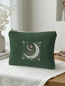 Boho Style Casual Makeup Bag, Lightweight Zipper Cosmetic Pouch, Random Pattern Design, Ideal for All Seasons & Accessories Storage, Travel Cosmetic Bag