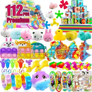 P-SRT02    112 PCS Pop Party Favors Toys for Kids,Premium Pop Fidget Toys for All Ages Kids,Assortment Pinata Stuffers,Classroom prizes,Prize Box Toys,Goody Bag Fillers,Carnival Prizes for Boys and Girls 4-10