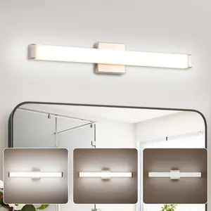 YHTlaeh Modern Bathroom Vanity Light 24inch 14W Dimmable,Brushed Nickel Square LED Bathroom Light Fixture Over Mirror,Brushed Nickel Bar Vanity Light For Bathroom Mirror Restroom(ETL/FCC Certificated,IP44)
