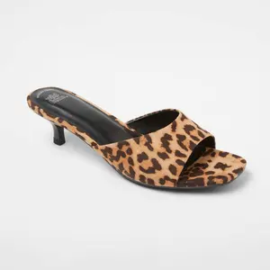 Women's Mavis Mid Martini Mule Heels with Memory Foam Insole - Wild Fable Brown 8