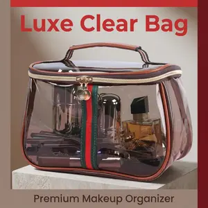 Luxe Clear Makeup Organizer Bag - Waterproof, Anti-Scratch Travel Cosmetic Storage Pouch