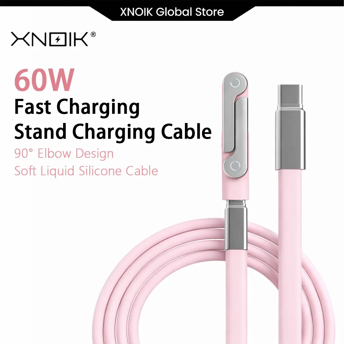 60w 2-In-1 Rotating Stand Type-C Data Cable, 360° Phone Holder Fast Charging, 90° Gaming Bent Charger, Mother's Day Gift, Summer Essential, Smartphone, Electronic, Cord