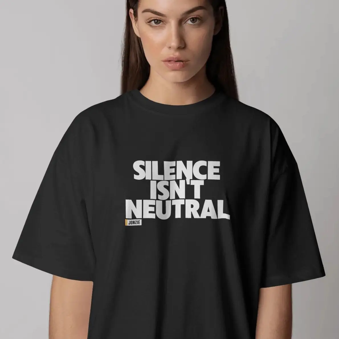 Men's Relaxed-Fit Shortsleeve Round Neck Pull-On Graphic T-Shirt with "Silence Isn't Neutral" Slogan, Minimalist 1-Piece Activism Casual Streetwear Top (Available in 3XL, No Excess Flair Design)