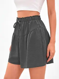 Summer New Casual High-Waisted Adjustable Drawstring Wide Leg Shorts, Outdoor Vacation Clean Girl Style, Slimming Cool Short Pants