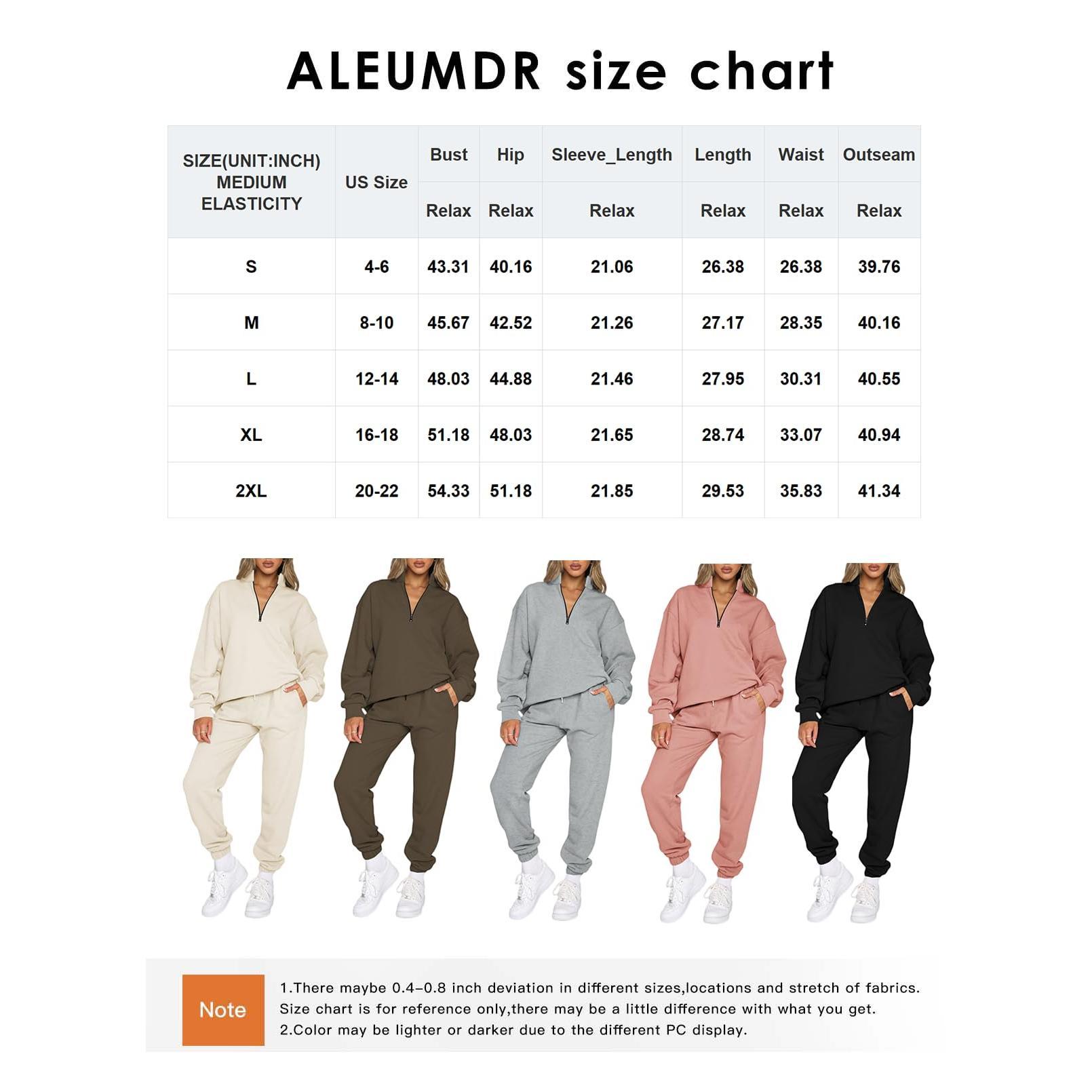 Aleumdr Women 2 Piece Outfits Sweatsuit Oversized Half Zip Pullover Long Sleeve Sweatshirt Jogger Pants Set with Pockets Casual Basic