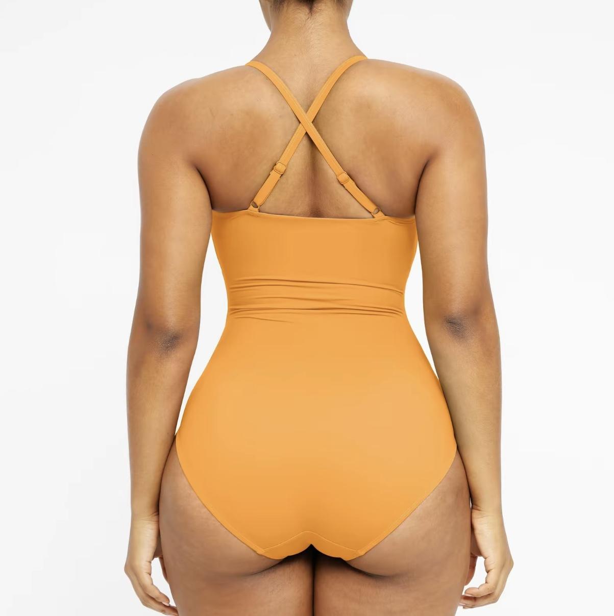 Women's Smart Sculpt Shaping Swimsuit U-Ring Cut Out Slimming Swimwear One Piece Tummy Tucking Bathing Suit