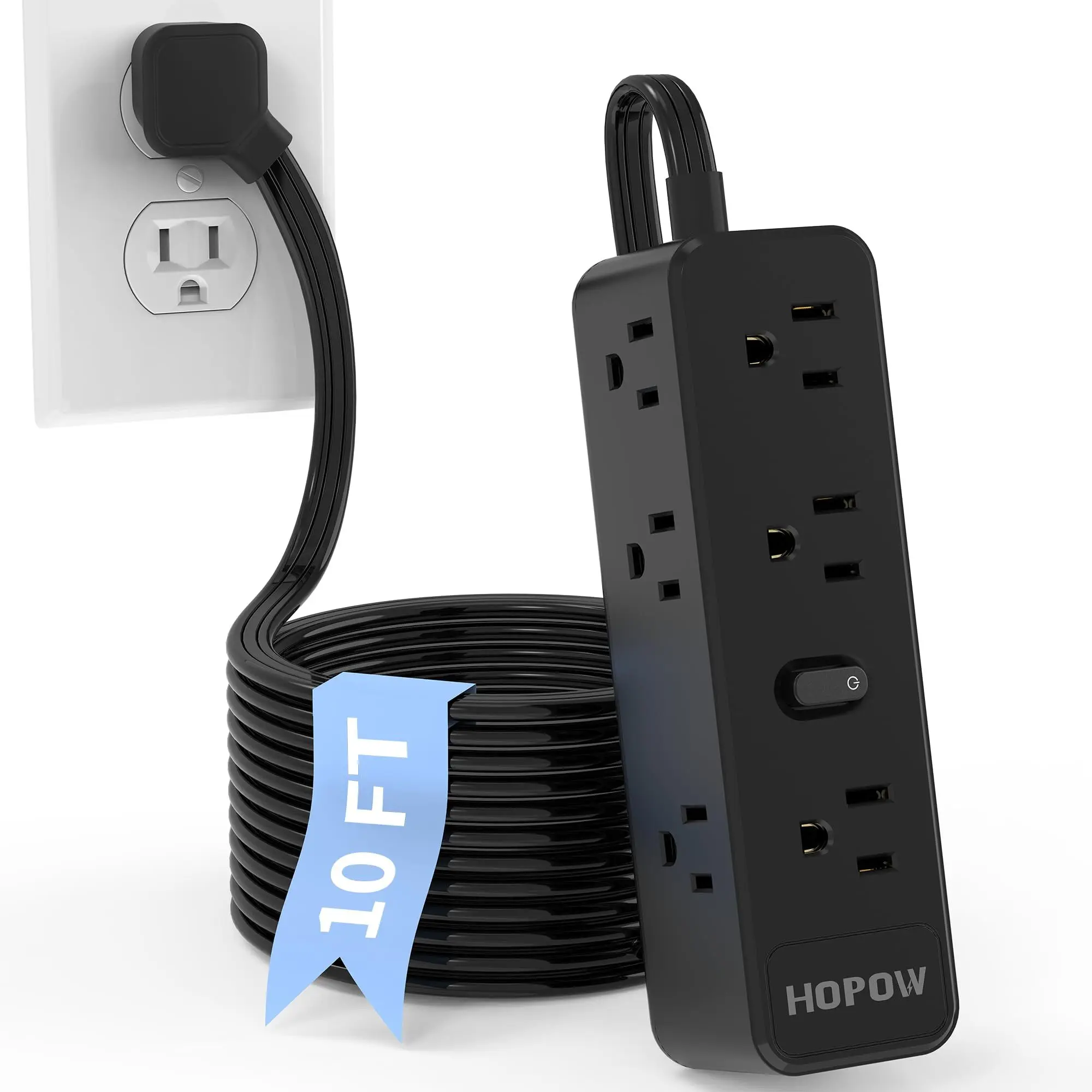 HOPOW 10-Ft Surge Protector Strip with 9 AC Outlets