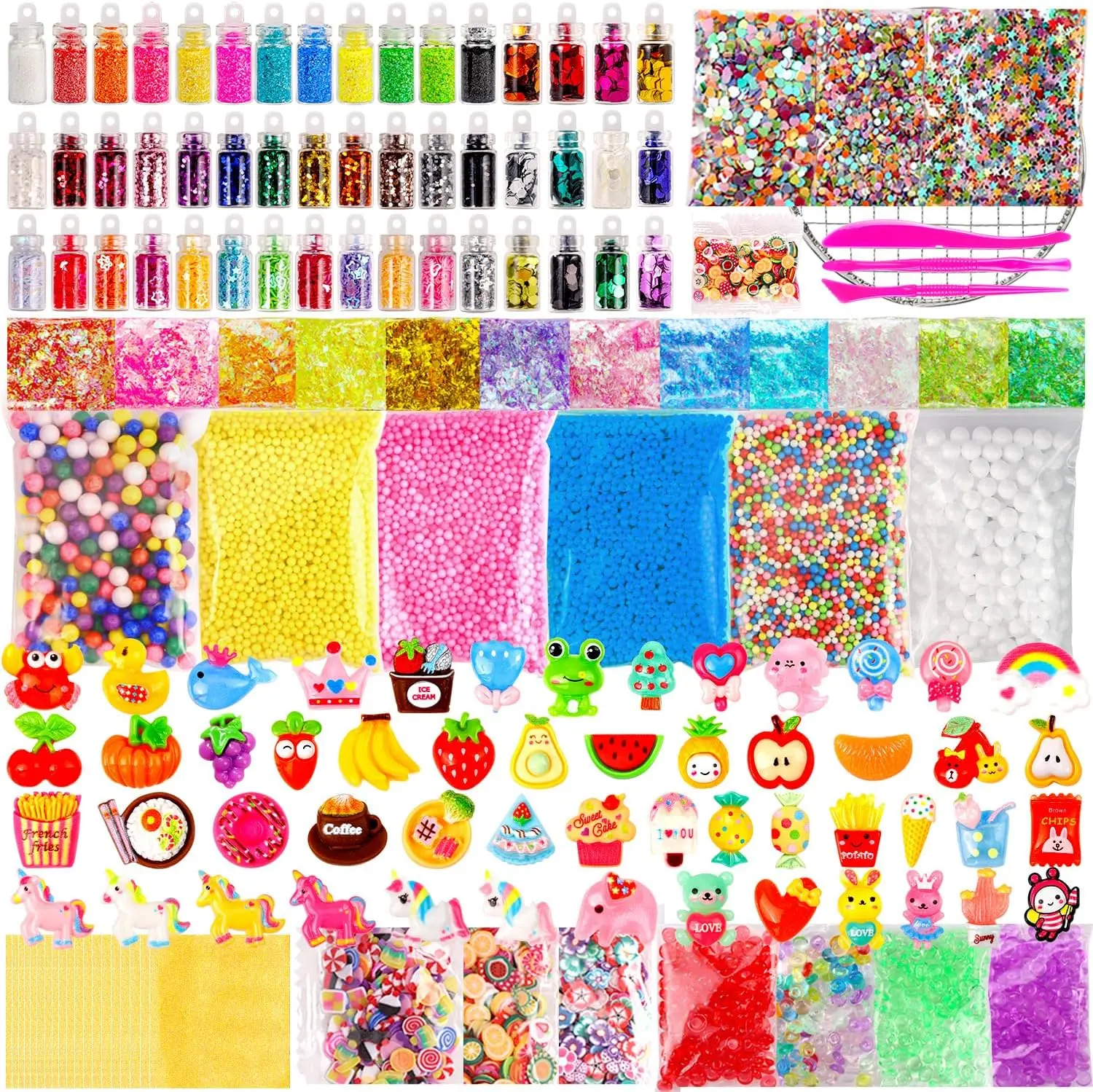 Summer Gift 175-Piece Slime Making Supplies Kit  | Slime Charms, Foam Balls & Fun Add-Ins | Creative DIY Slime Accessories for Kids