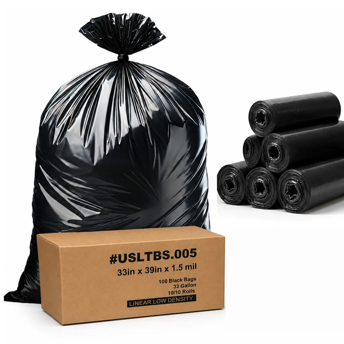 TP HTOWN 100 Count 30-33 Gallon Trash Bags, 10 Bags/Roll, 10 Rolls/Case, Heavy Duty Large Garbage Bags, Tear Resistant Leak-Proof Disposable Bags for Home, Garden, Office, Industrial & Commercial Cleaning