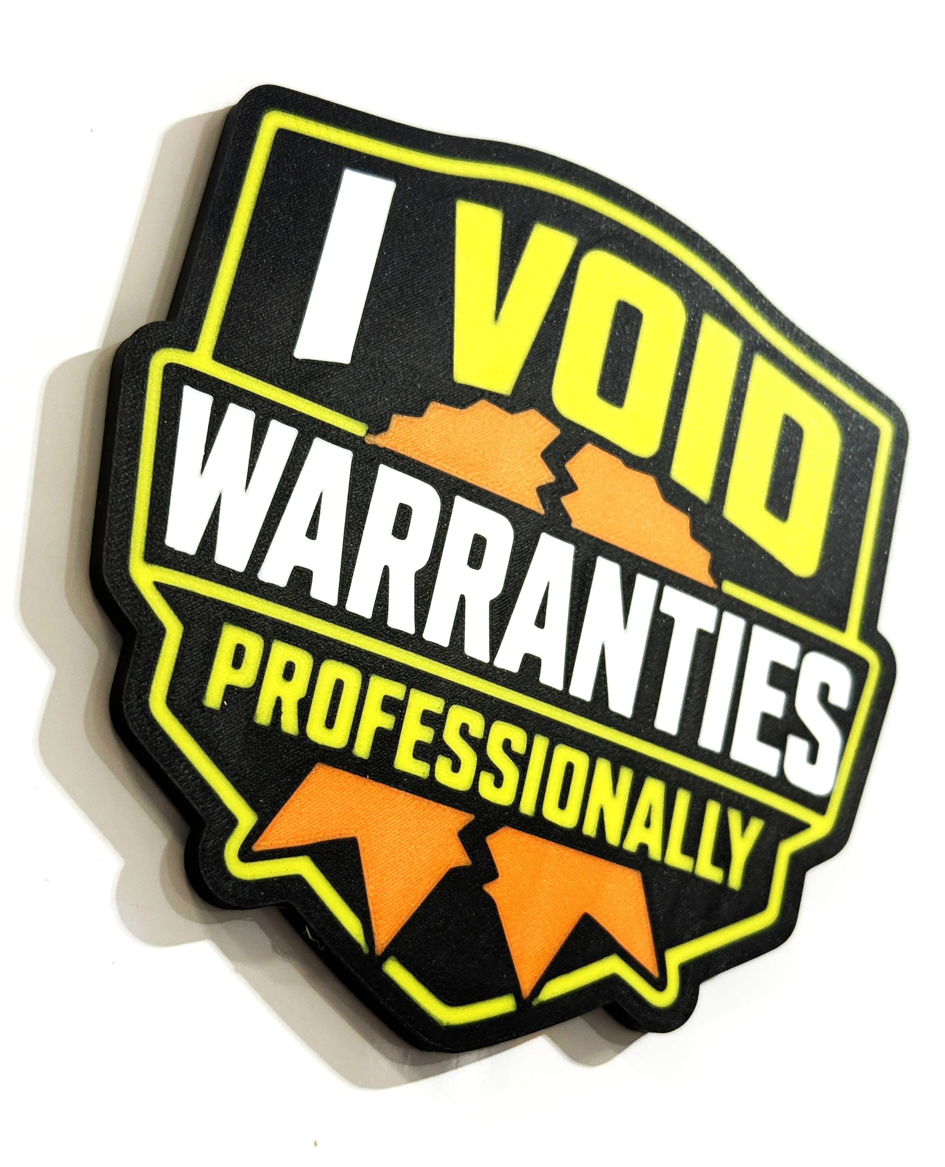 I Void Warranties Professionally Shop Gag Gift Magnet Durable 3D Print with Strong Flat Magnets Perfect Father's Day Gift for Metal Cabinet Toolbox Fridge Entry Door or Garage Decor dad gift humorous funny wall art sign novelty Eye Guy