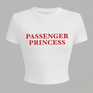 Women's Letter Slogan Print Crop Tee, Y2K Style Short Sleeve Round Neck T-Shirt for Summer, Stylish and Comfortable Casual Wear, Round Neck Top