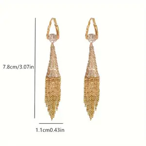 1pair Exquisite And Stylish Faux Crystal Tassel Earrings, Perfect Gift For A Girl's Birthday, Christmas, And Anniversaries