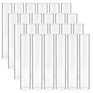 【FathersDayGift】 VEVOR Hurricane Glass Cylinders Set of 24, Φ2.56 x 13.78 in Tall Clear Glass Candle Covers, High Borosilicate Glass Sleeves for Pillar Candles, Wedding Centerpieces, Home Decor, Party, Wind Protectio