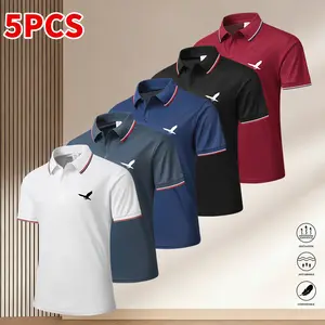 Men’s 5-Pack Polo Shirts in Multiple Colors, Short Sleeve Casual Fit, Suitable for Casual and Business Outfits, Perfect for Work, Golf, Travel, and Everyday Wear