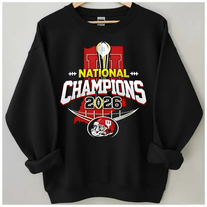 Indiana Hoosiers National Champions 2026 Sweatshirt, IU Football Championship Sweater, College Football Fan Gift, Retro University Sports Crewneck, Indiana Pride Apparel, Unisex, Trendy