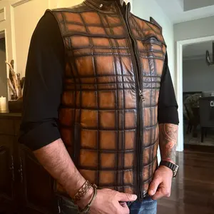 Rustic Blaze Quilted Leather Vest