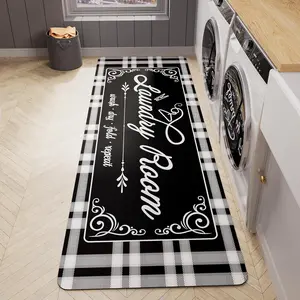 Non-Slip Laundry Room Rug Runner 17.3"x47.2" Washable Navy Buffalo Plaid - Bathroom Mudroom Kitchen Mat for Farmhouse Entryway Decor