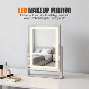 LED Smart Makeup Mirror (Metal Frame Edition) Features smart touch buttons and three adjustable color temperature settings USB-powered The perfect gift for your bestie or girlfriend