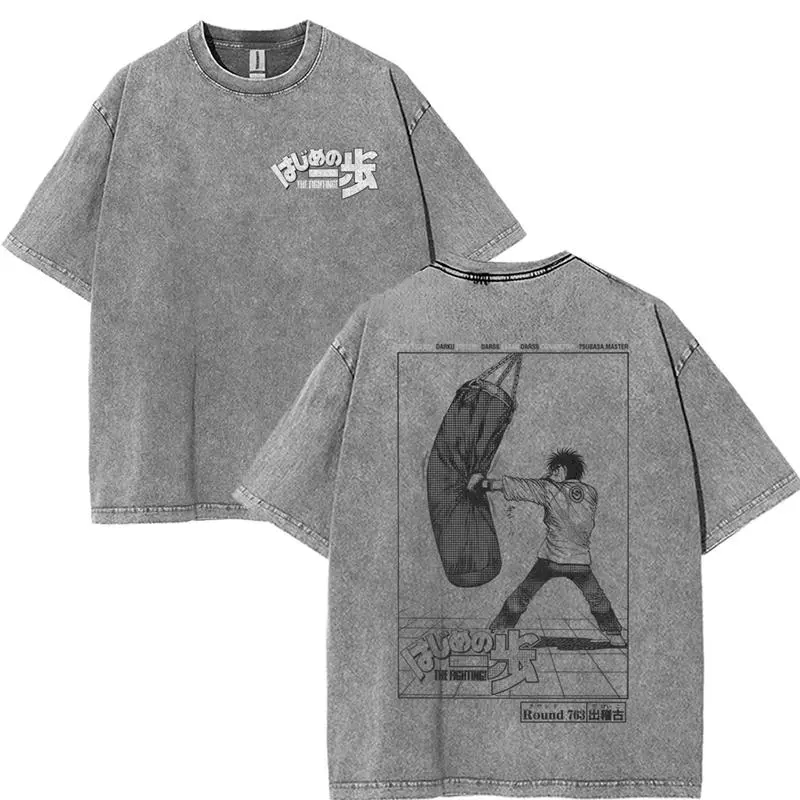 Hajime No Ippo Kamogawa Boxing Gym Crew ippo Makunouchi Anime Clothing Oversized Tshirt Soft Cotton Graphic Tees for Men Casual Wear