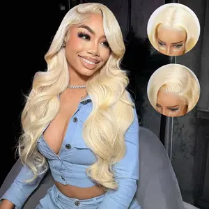 KINGSUP 613 Blonde Straight & Body Wave Wig 13x4 HD Transparent Lace Front Human Hair Wigs Pre Plucked with Baby Hair for Women 200% Density 22-34 Inches 100% Virgin Hair Adjustable Cap Size