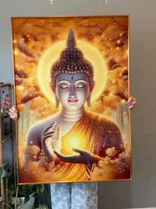Glowing Buddha crystal porcelain wall art