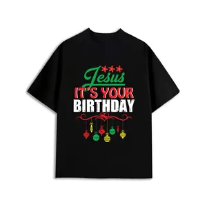 Jesus Birthday Ornament Tee men's Christianity t shirt black 180G 100% Cotton New spring and fall printed T-shirts, fashionable and trendy Weekend casual wear christian believers christian believers Father's Day gift
