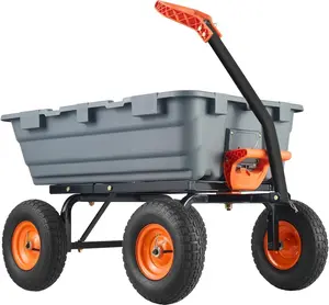 Garden Dump Cart,Heavy Duty 800lbs Poly Wheelbarrow with 10-Inch Tires,180° Rotating Handle,Steel Frame and Quick Release System for Garden,Lawn,Barn
