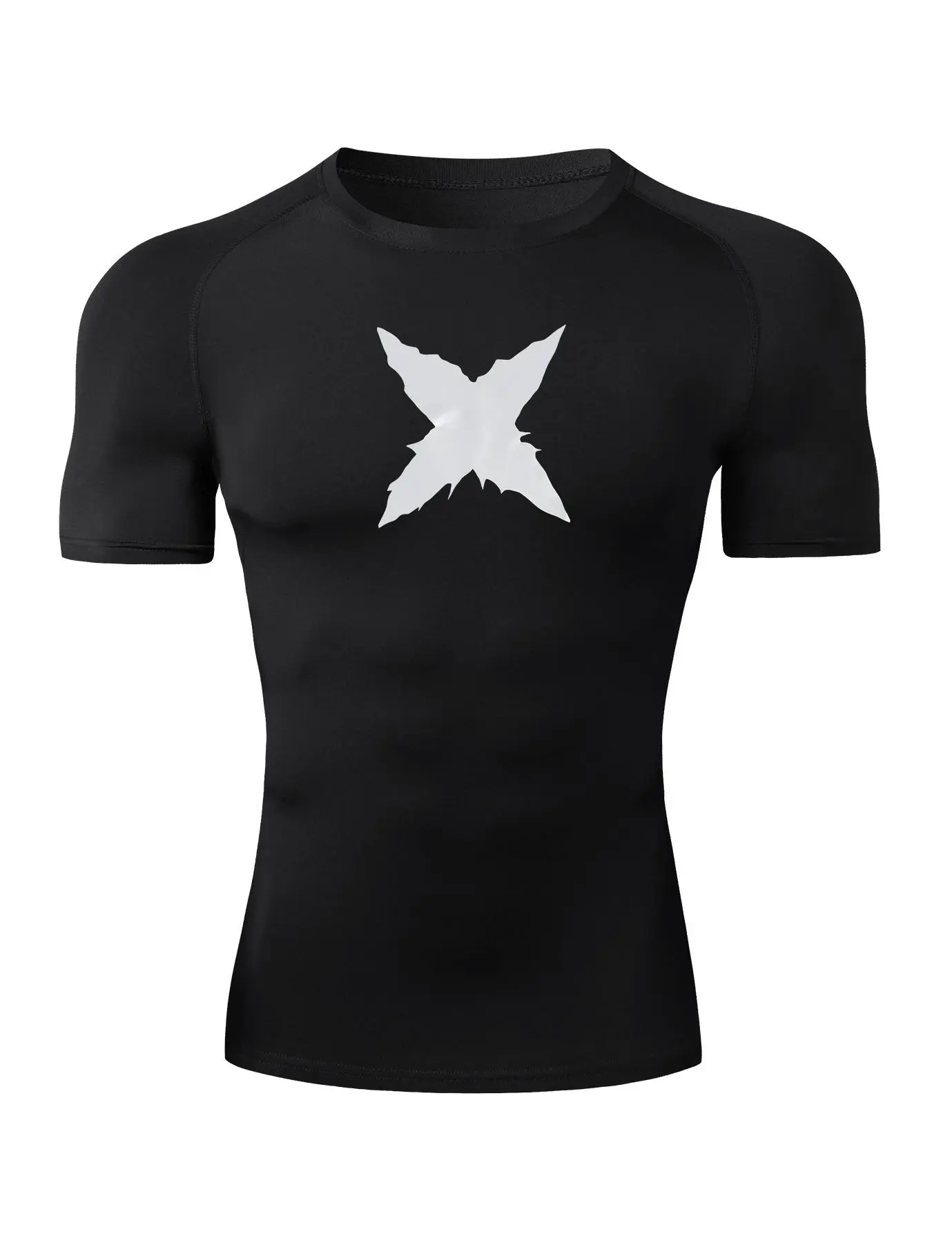 Men's Graphic Raglan Sleeve Sports Tee, Gym Tees, Sporty Short Sleeve Crew Neck T-shirt for Gym Workout Running, Comfy Men's Sportswear for Summer
