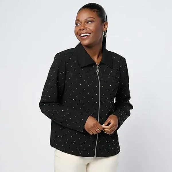 Colleen Lopez Collection CL Knit Crepe Jacket W/rhine