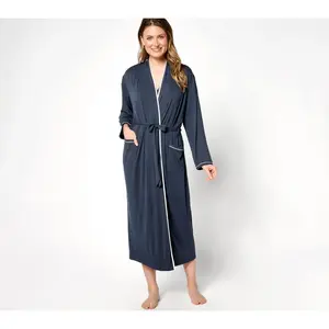 Barefoot Dreams Malibu Collection Soft Jersey Lounge Piped Long Robe