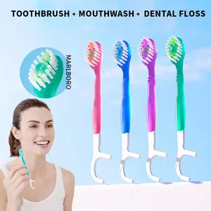 Pack of 26 PCS 5-in-1 Mini Brushes Disposable Toothbrushes with Toothpaste and Pick, Individually Wrapped, Portable On The Go Toothbrush for Work Travel - 4 Flavors
