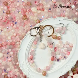 【Pink mix】cuentas de vidrio/8-10mm/conejo/fresa/desde 120ml