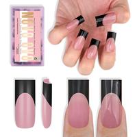 Meidum Sharp Square Black French Tip Berry Pink
