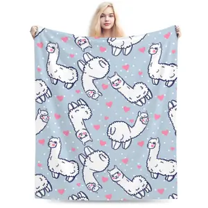 alpaca Throws Fleece Blankets for adults and Kids  Hug Plush Soft Bedroom Cozy Blanket 50×60