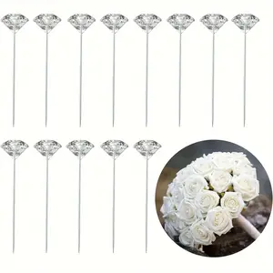 50pcs Diamond Floral Brooches for Wedding Bouquets, Bridesmaid Flower Pins, Cake Decoration, Event Accessories, Model Xinghao Frgj-Zsz5.2-001, Durable Metal Pins