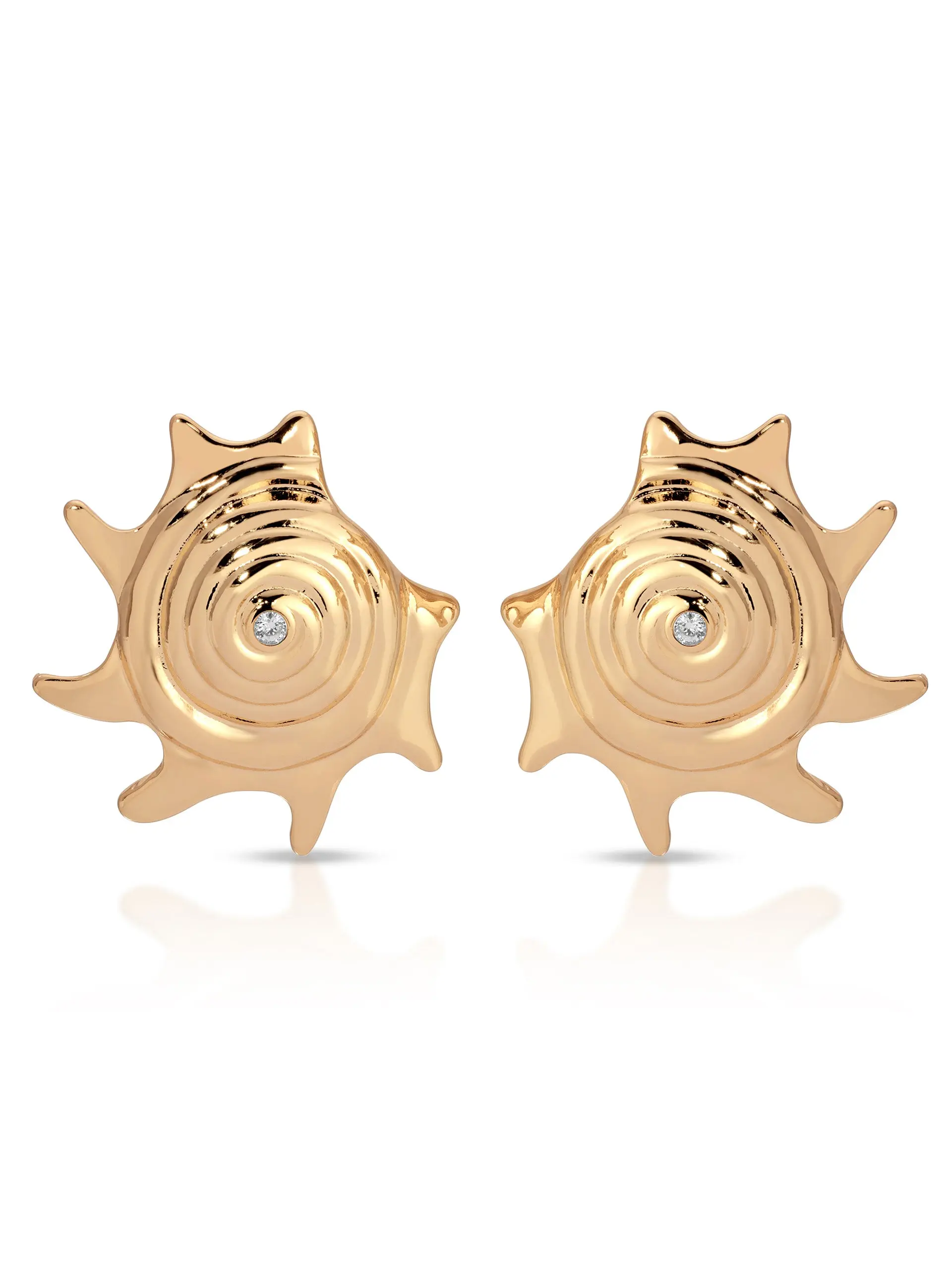 Ettika Sorrento Statement Earrings – 18k Gold Plated Zinc Earrings with Cubic Zirconia, 1-Inch Elegant Studs