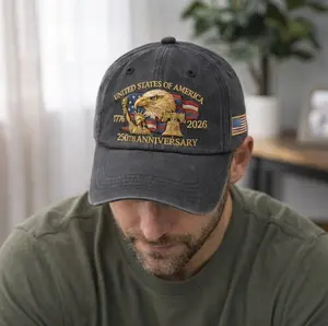 United States of America 250th Anniversary Embroidered Wash Baseball Cap, Patriotic Eagle Liberty Cap For Men Women, 2026 Independence Day Celebration Gift | TS130326.C02208.ID01